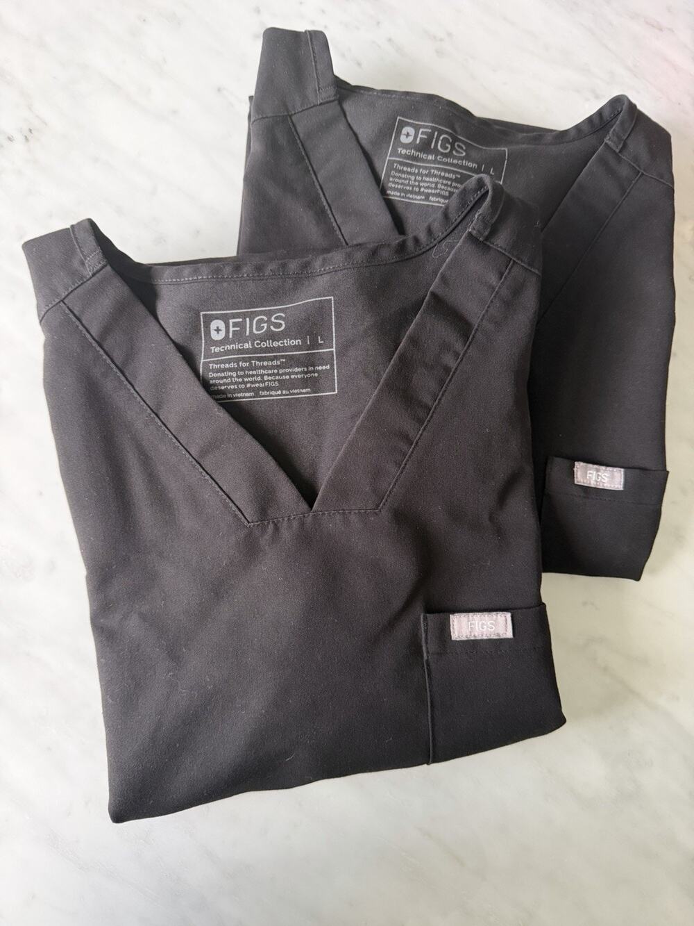 FIGS Technical Collection Men's Chisec Scrub Top Size L TM3000 Black Set Of Two